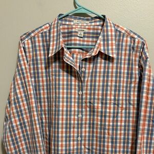 L.L. Bean Women’s Checkered Shirt - Blue and Orange